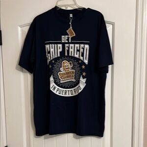 NWT Navy Graphic T-Shirt, Drunken Cookie Puerto Rico